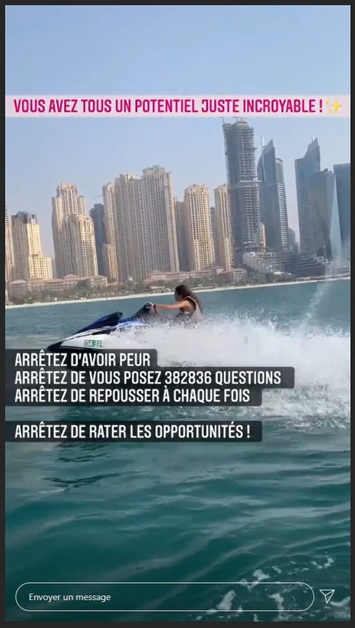 Dubaï et Jet ski, la belle vie des jeunes "traders" - Story instagram - MK