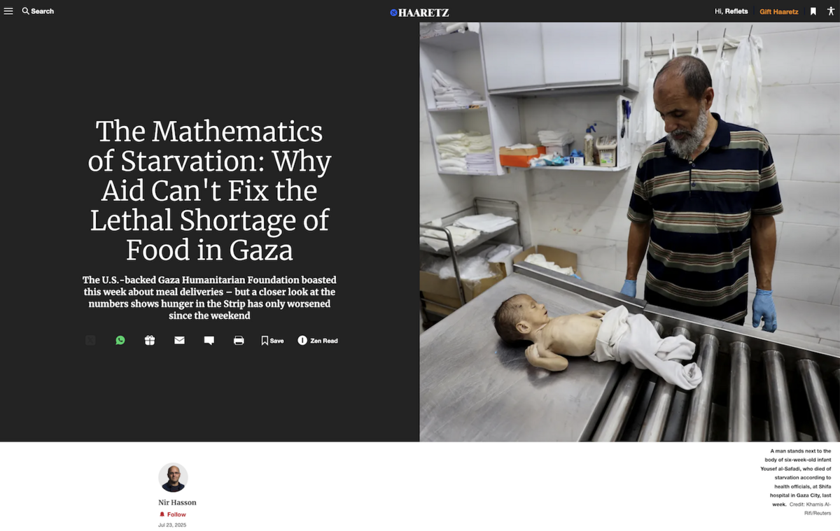 Haaretz, copie d'écran.