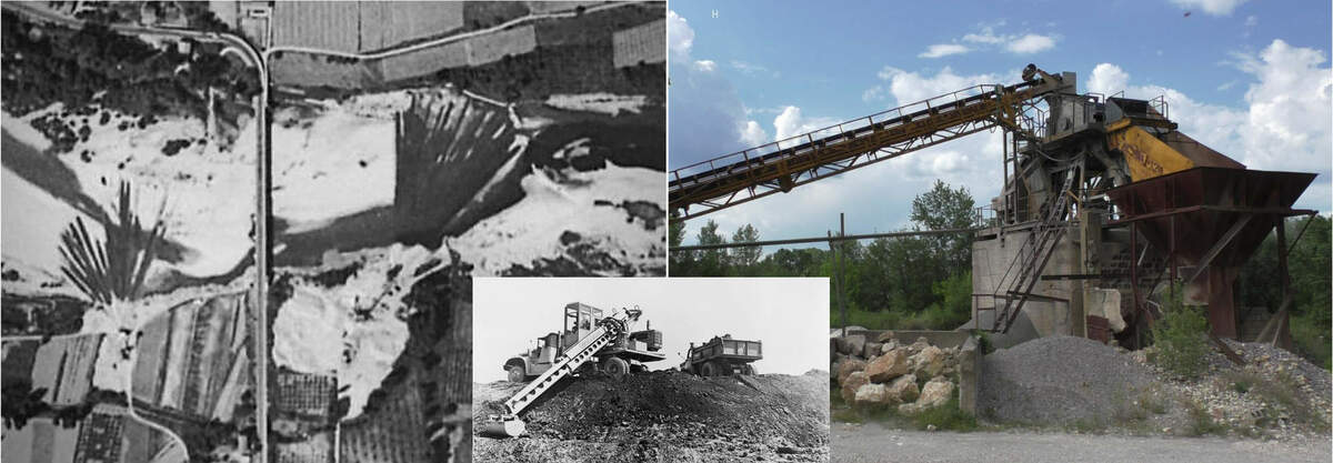 À gauche, traces des pelleteuses sur le Gardon en 1961. Pour le reste, des excavatrices qui ont gratté, sans encadrement, les rivières françaises à la grande époque du béton. - Rapport BURGEAP - Marie Lusson