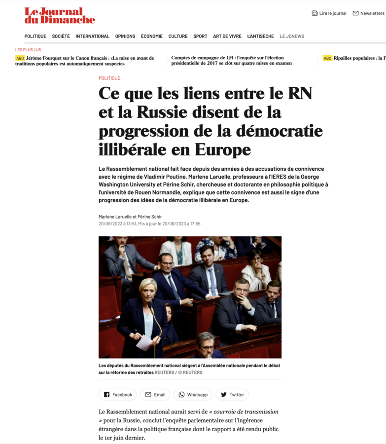 L'ingérence russe, le RN, vous saurez tout en lisant le JDD.