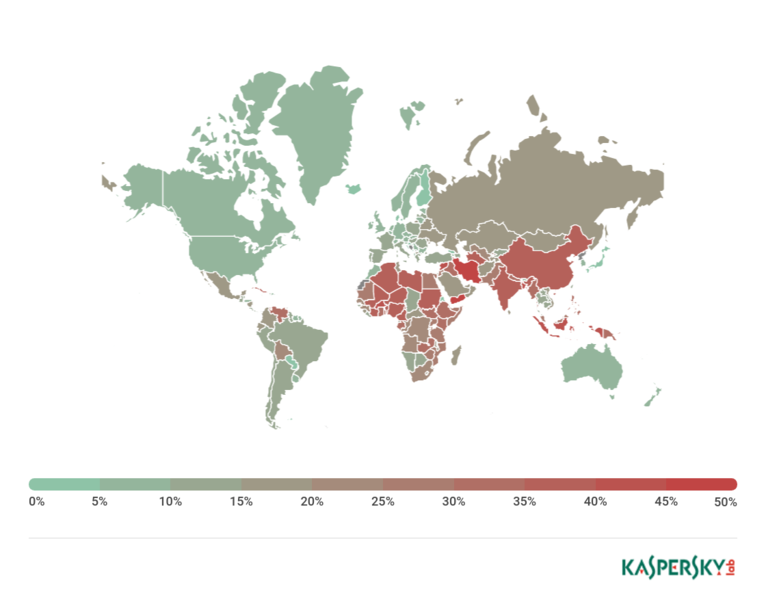 Cartographie des détections de malware - Kaspersky