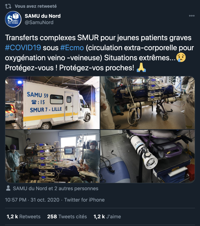 Tweet du SAMU de Lille - Copie d'écran
