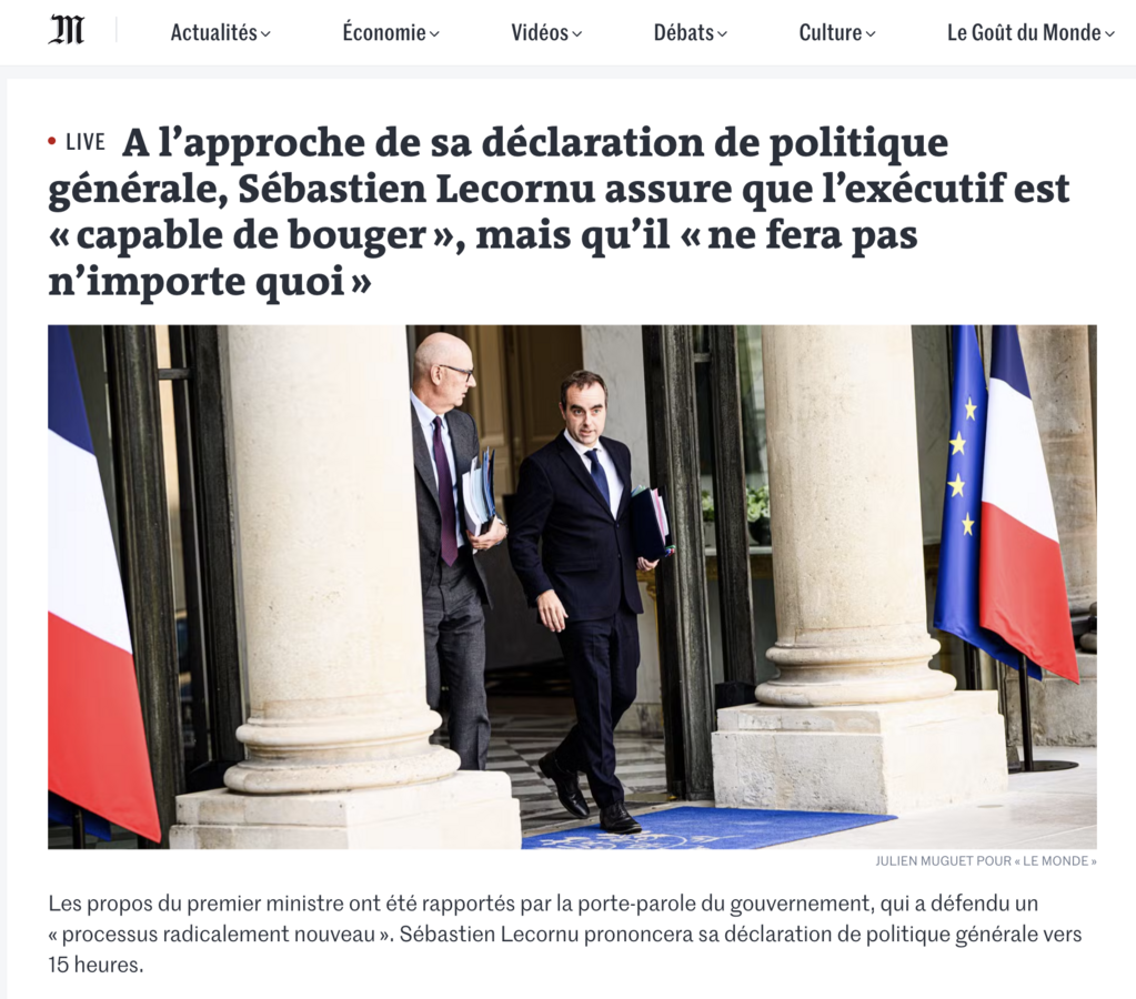 Question évidente avec suspens énorme : le gouvernement va-t-il bouger vers le haut, vers le bas, vers la gauche ou la droite ? De combien de centimètres ? Comptera-t-on en mètres, en kilomètres ? - Copie d'écran