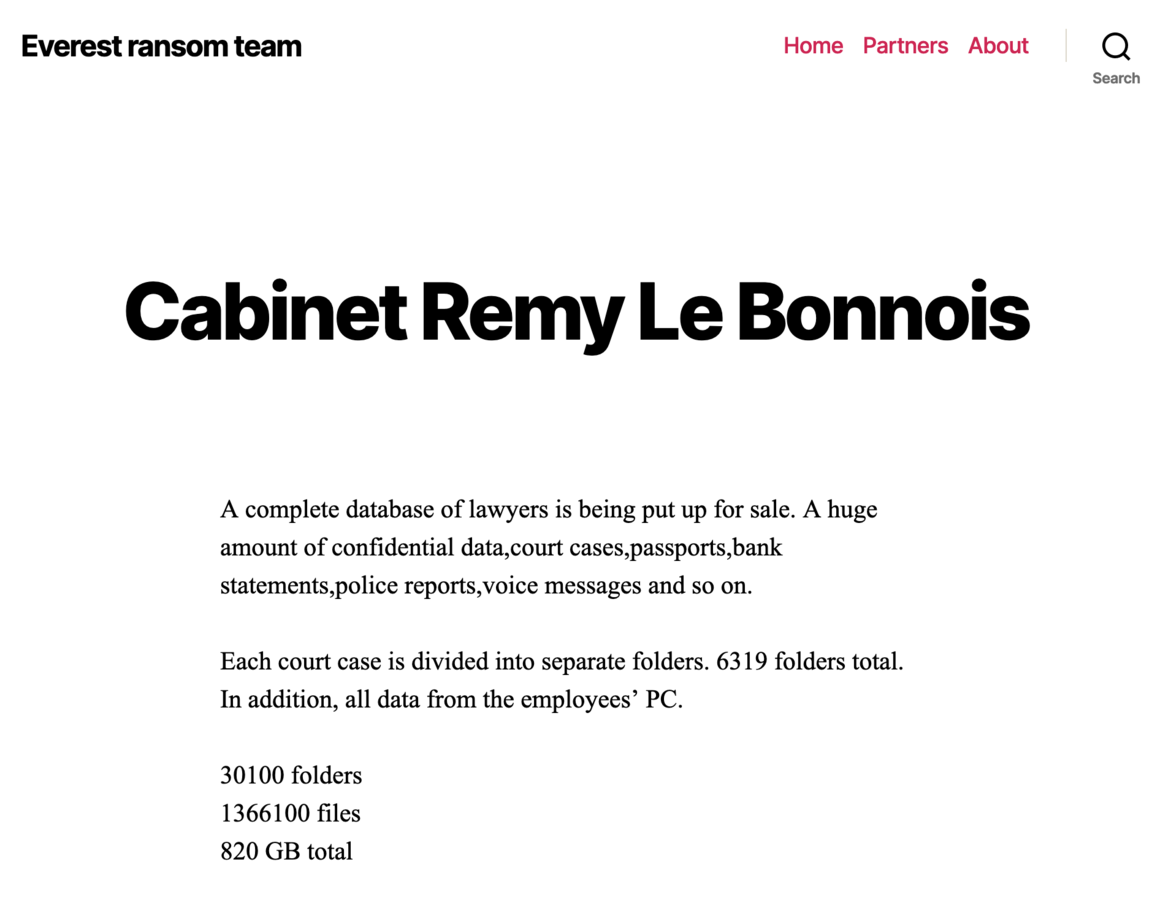 Le cabinet Remy Le Bonnois sur le site du groupe Everest