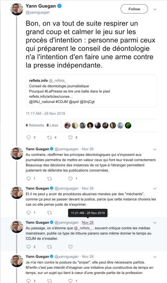 Thread de Yann Guégan - Copie d'écran Twitter