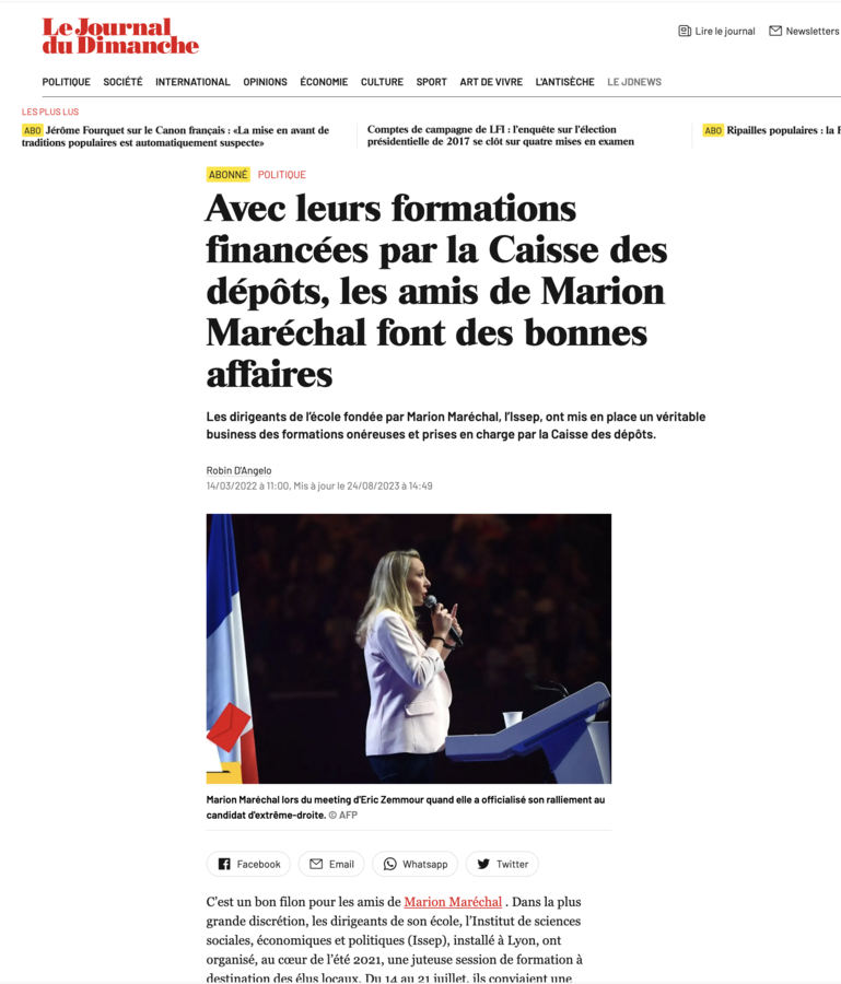 Marion Marechal et la Caisse des Dépôts ? Le JDD dévoile le pot aux roses