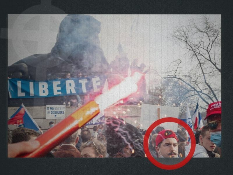 Pierre-Hugues Barré, à la manifestation de Génération Identitaire, à Paris en février 2021. - Site internet de Génération Identitaire en Suède.