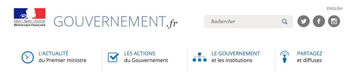 Site du gouvernement français - copie d'écran - CC