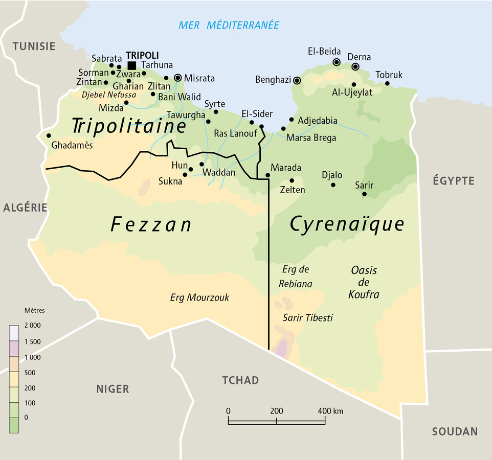 Carte de la Libye (Villes)