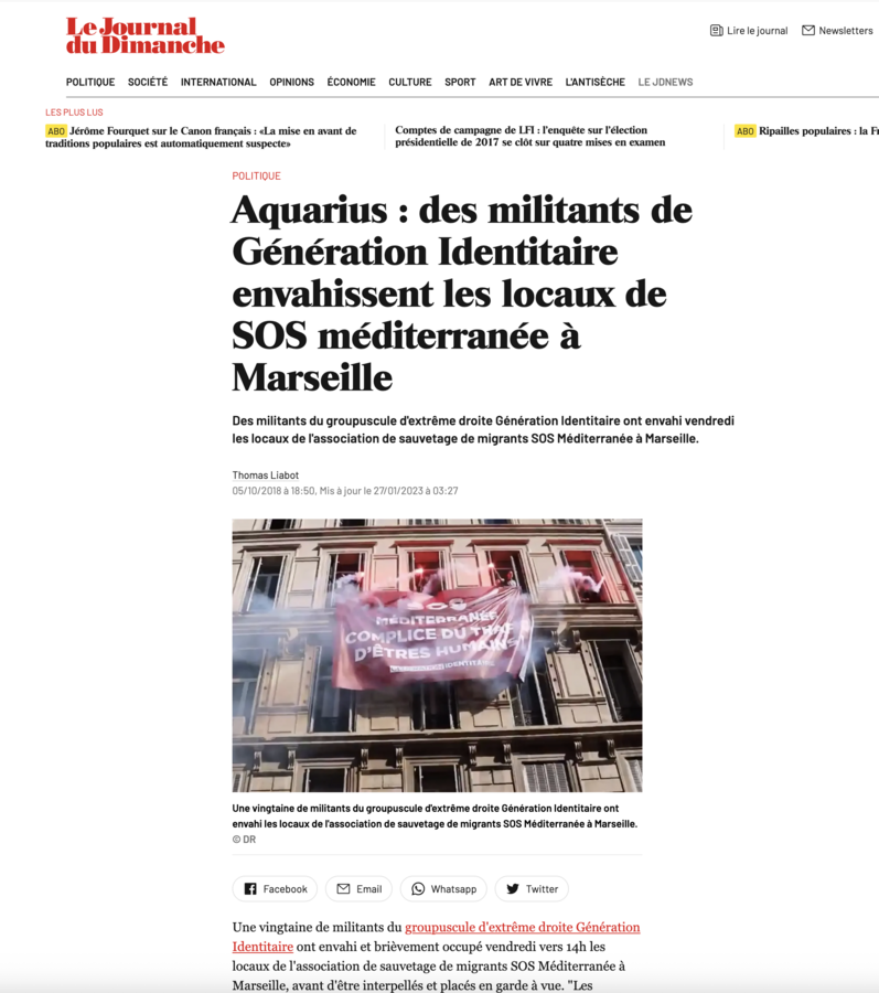Les identitaires racistes sont affichés dans le JDD...