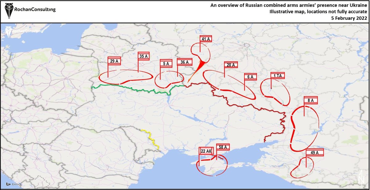 Le déploiement des troupes russes aux frontières de l'Ukraine au 5 février 2022 - Rochan Consulting