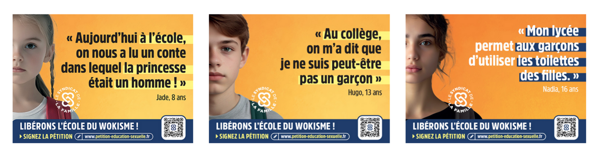 Affiches de la campagne du Syndicat de la famille. 2025