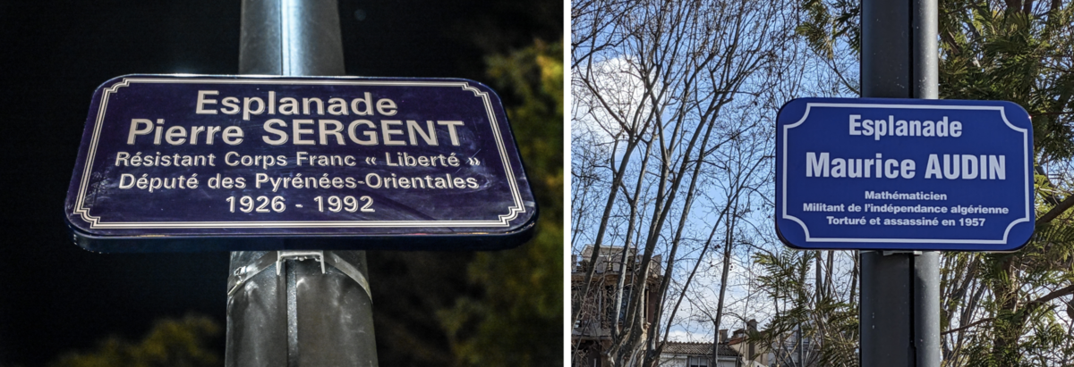 À la suite d'une bataille juridique, Aliot est contraint de retirer le nom de Pierre Sergent et de le remplacer par celui de Maurice Audin, membre du Parti communiste algérien et militant de l'indépendance algérienne. Images France 3.