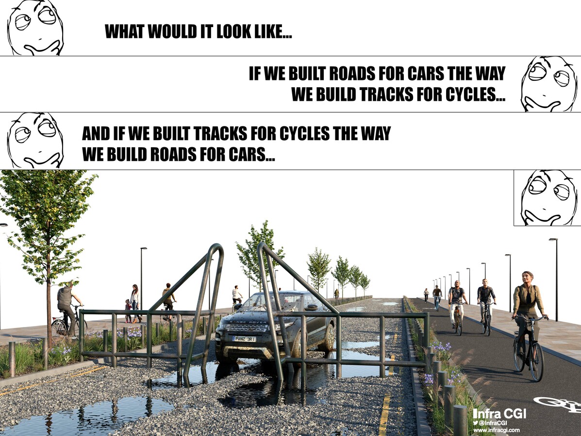 A quoi ressemblerait la circulation routière si elle était pensée par des cyclistes ?  - CGI Infra - (DR)