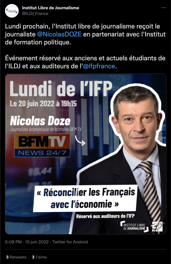 Réconcilier les français avec l'économie et quelques théories de l'extrême droite, l'ILJ au coeur de la réinformation... - Copie d'écran