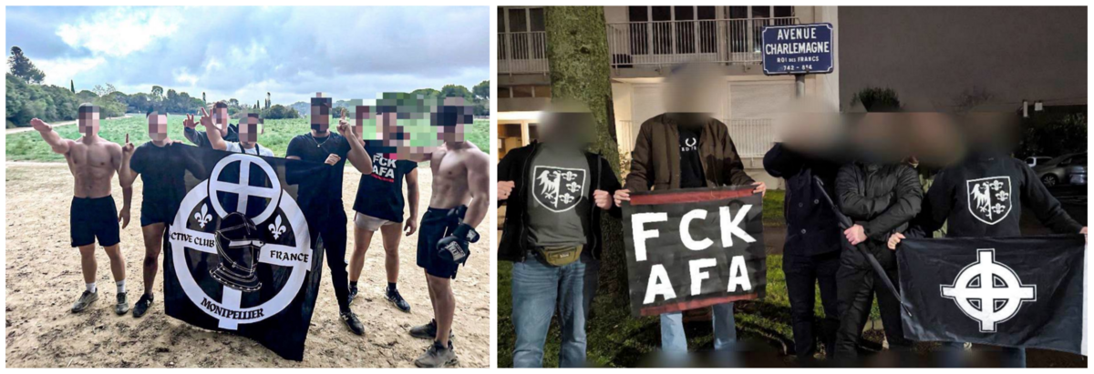 Des militants d'extrême droite AC à Montpellier et à Caen. Images issues de Telegram. - 2025 - © Reflets