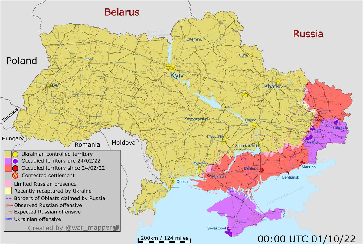 Situation du front en Ukraine au 1er octobre - @War_Mapper
