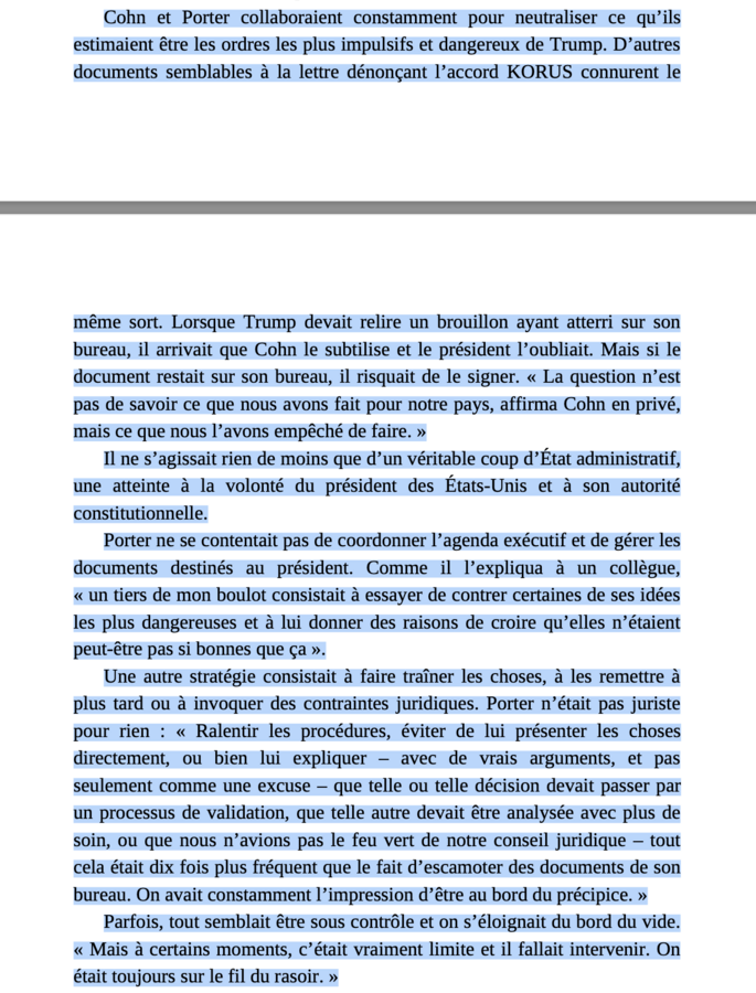 Extrait du livre Peur, Trump à la maison blanche de Bob Woodward.