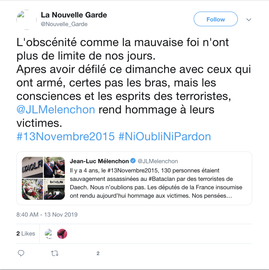 Mélenchon aurait armé les consciences et les esprits des terroristes du 13 novembre... - Copie d'écran 
