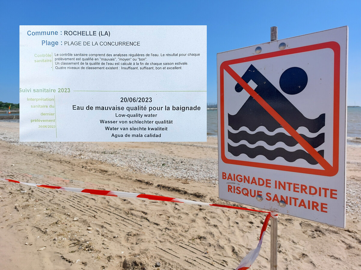 Vu à La Rochelle : des panneaux explicites et du ruban de signalisation                                  - © Reflets