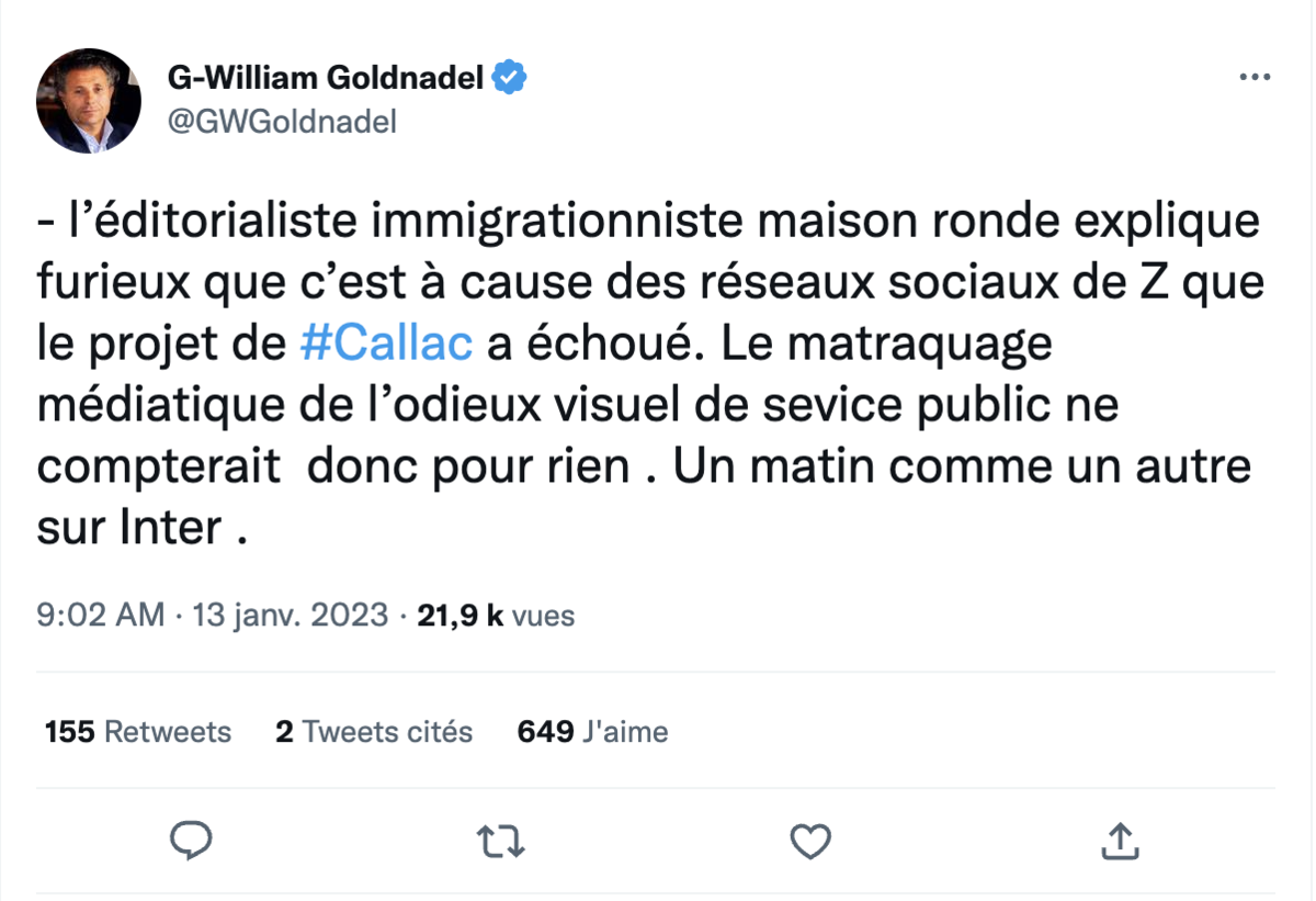 Gilles william Goldnadel ardent promoteur du RN - Copie d'écran