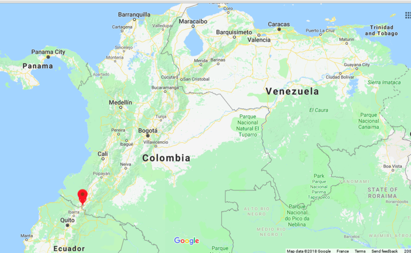 Ipiales à la frontière entre la Colombie et l'Equateur - Google Map