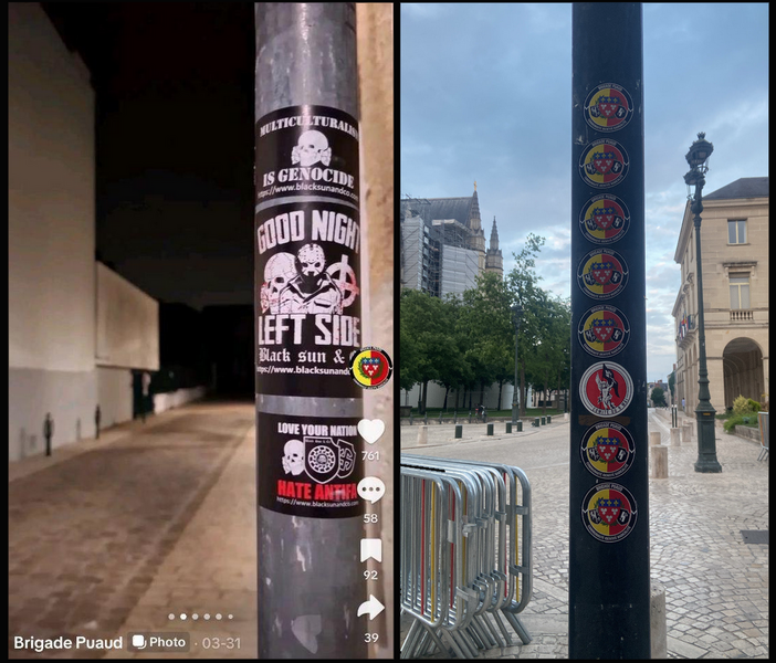 Captures d’écran d’images partagées par le groupe « Brigade Puaud » sur les réseaux sociaux . - ©Reflets