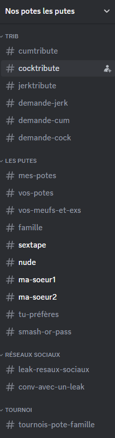 Un exemple de canaux consacrés à l'entourage des agresseurs