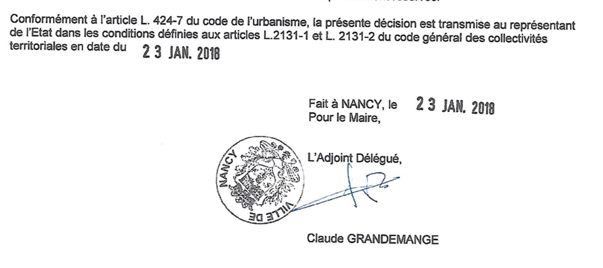 Signature manuscrite de Claude Grandemange en 2018
