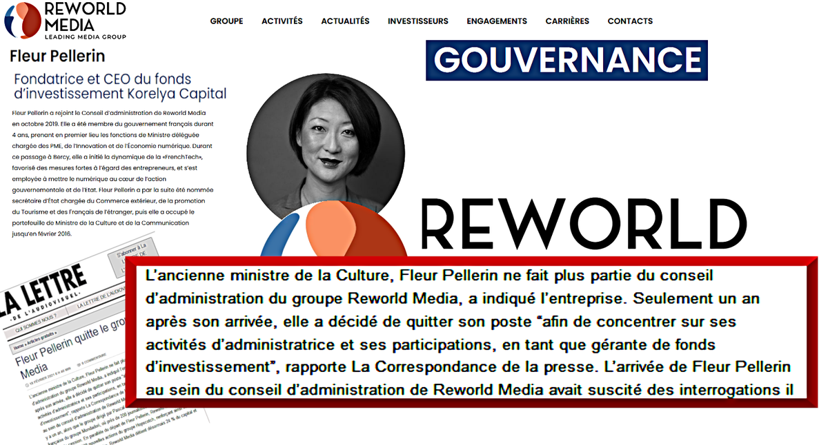 Scoop: l'ex ministre de la Culture, Fleur Pellerin plie bagage de chez Reworld... - Capture d'écran