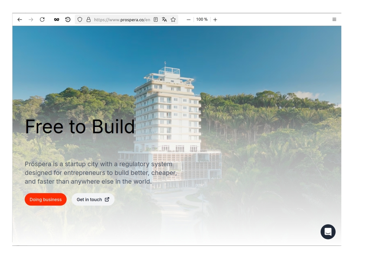 Page d'accueil de Prospera.co, « Libre de bétonner ! » - (capture écran) - (DR)